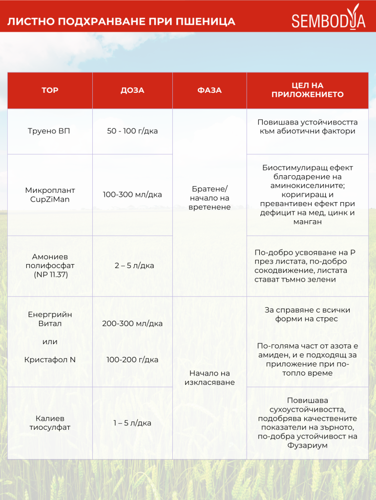 Листно подхранване пшеница Листно подхранване пшеница